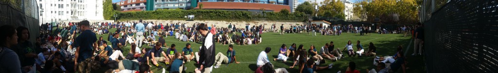 photo of football field for evacuation