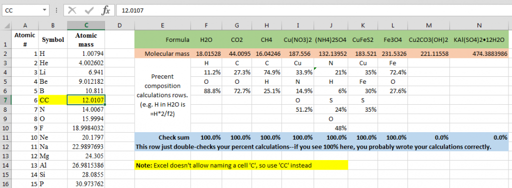 screenshot of spreadsheet