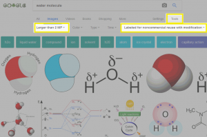 image showing Google image search with options for finding images labed for sharing