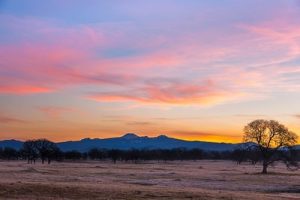 Photo of sunrise over Mt. Lassen from Tehema County